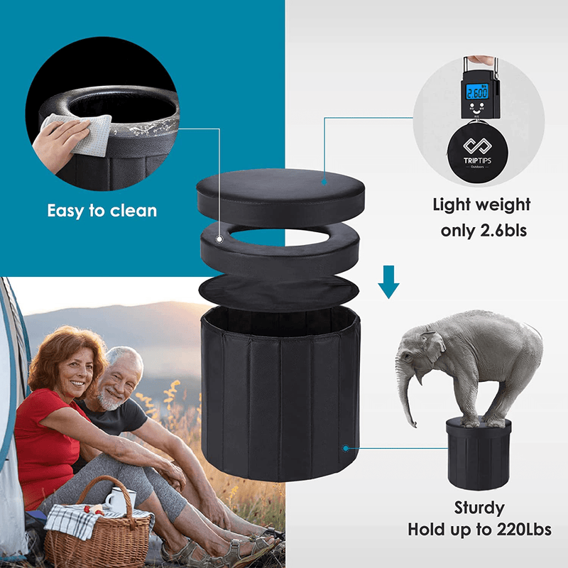 TRIPTIPS Portable Folding Toilet Car Commode Camping Toilet Car Toilet and Storage Stool for Camping, Hiking, Trips, Traffic Jam Sporting Goods > Outdoor Recreation > Camping & Hiking > Portable Toilets & Showers TRIPTIPS   
