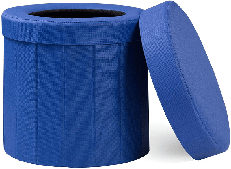 TRIPTIPS Portable Folding Toilet Car Commode Camping Toilet Car Toilet and Storage Stool for Camping, Hiking, Trips, Traffic Jam Sporting Goods > Outdoor Recreation > Camping & Hiking > Portable Toilets & Showers TRIPTIPS Blue  