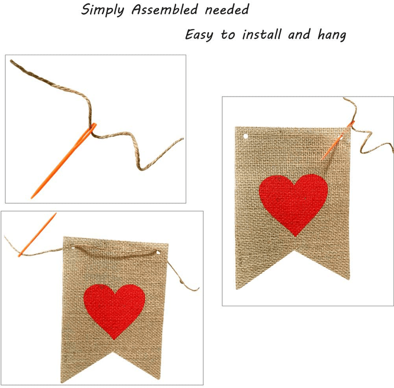 Trlafy Love Burlap Banners Decorations for Valentine'S Day Decorations Burlap Garland Banner Sign for Wedding Anniversary Engagement Party Decorations Arts & Entertainment > Party & Celebration > Party Supplies TrlaFy   
