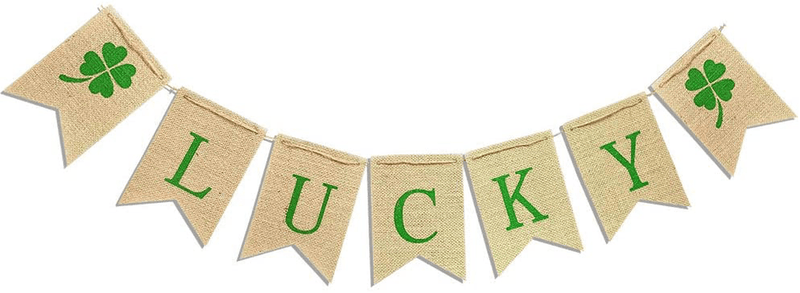 Trlafy Love Burlap Banners Decorations for Valentine'S Day Decorations Burlap Garland Banner Sign for Wedding Anniversary Engagement Party Decorations Arts & Entertainment > Party & Celebration > Party Supplies TrlaFy Jute-Lucky  