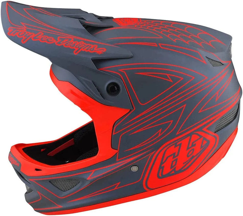Troy Lee Designs Adult | Downhill | Mountain Bike | BMX | Full Face D3 Fiberlite Helmet Anarchy Sporting Goods > Outdoor Recreation > Cycling > Cycling Apparel & Accessories > Bicycle Helmets Troy Lee Designs Spiderstripe Gray / Red Medium 