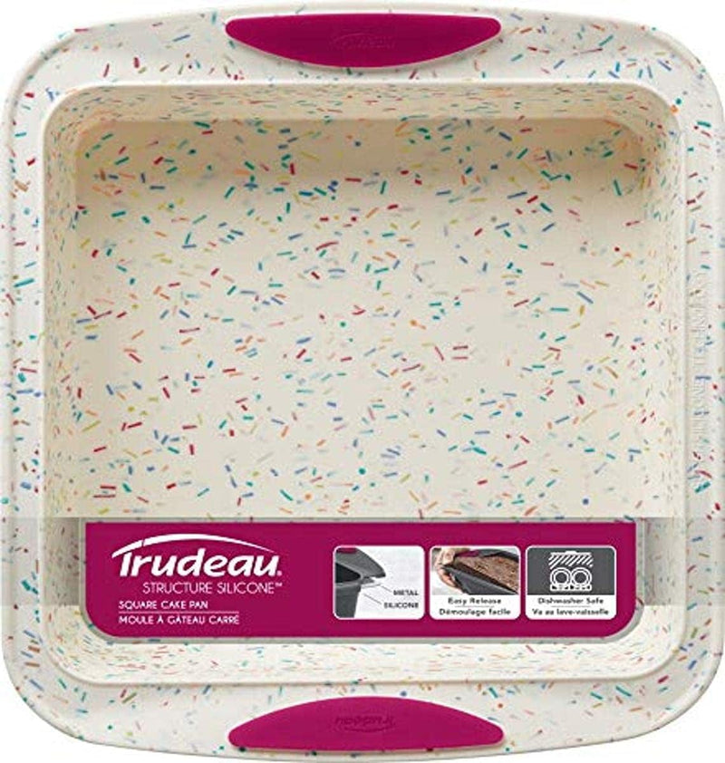 Trudeau Square Silicone Cake Pan, 8X8In, Confetti, 05118556