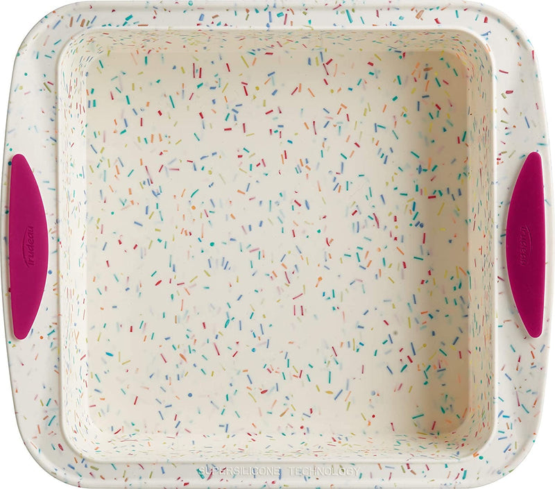 Trudeau Square Silicone Cake Pan, 8X8In, Confetti, 05118556