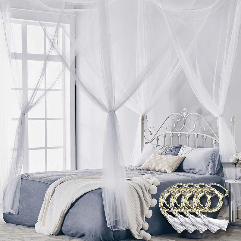 Truedays Four Corner Post Bed Princess Canopy Mosquito Net, Full/Queen/King Size Sporting Goods > Outdoor Recreation > Camping & Hiking > Mosquito Nets & Insect Screens TRUEDAYS White  