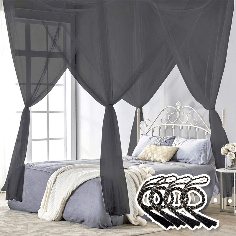 Truedays Four Corner Post Bed Princess Canopy Mosquito Net, Full/Queen/King Size Sporting Goods > Outdoor Recreation > Camping & Hiking > Mosquito Nets & Insect Screens TRUEDAYS Black  