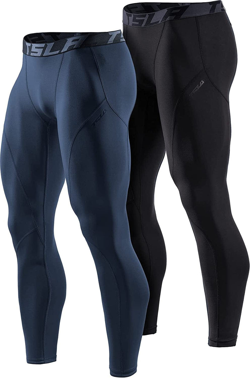 TSLA 1 or 2 Pack Men'S Thermal Compression Pants, Athletic Sports Leggings & Running Tights, Wintergear Base Layer Bottoms Sporting Goods > Outdoor Recreation > Winter Sports & Activities Tesla Gears 2pack Tights Black/ Charcoal X-Large 