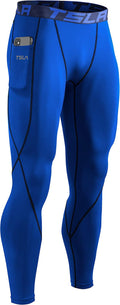TSLA 1 or 2 Pack Men'S Thermal Compression Pants, Athletic Sports Leggings & Running Tights, Wintergear Base Layer Bottoms Sporting Goods > Outdoor Recreation > Winter Sports & Activities Tesla Gears Pocket Blue 3X-Large 