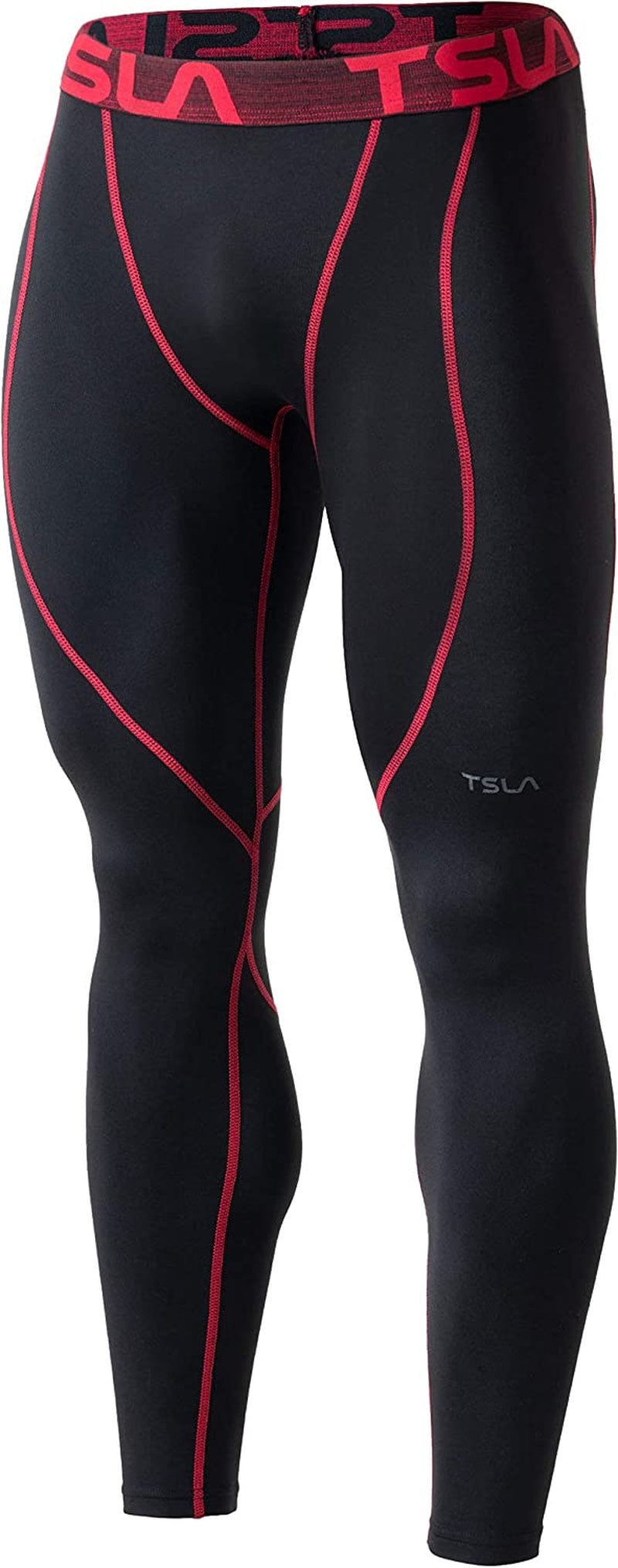 TSLA 1 or 2 Pack Men'S Thermal Compression Pants, Athletic Sports Leggings & Running Tights, Wintergear Base Layer Bottoms Sporting Goods > Outdoor Recreation > Winter Sports & Activities Tesla Gears Heatlock Black & Red X-Small 