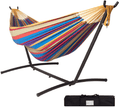 Tuanchuanrp Hammock with Stand, Adjustable Portable Hammock Stand Heavy Duty, Double Hammock with Space Saving Steel Stand for Indoor Outdoor Yard Patio Deck,with Carry Bag,Desert Stripes Home & Garden > Lawn & Garden > Outdoor Living > Hammocks Tuanchuanrp Rainbow 107in 