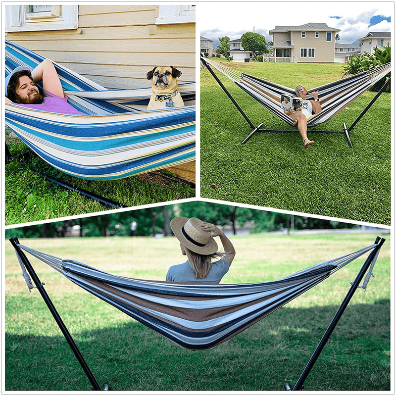 Tuanchuanrp Hammock with Stand, Adjustable Portable Hammock Stand Heavy Duty, Double Hammock with Space Saving Steel Stand for Indoor Outdoor Yard Patio Deck,with Carry Bag,Desert Stripes Home & Garden > Lawn & Garden > Outdoor Living > Hammocks Tuanchuanrp   