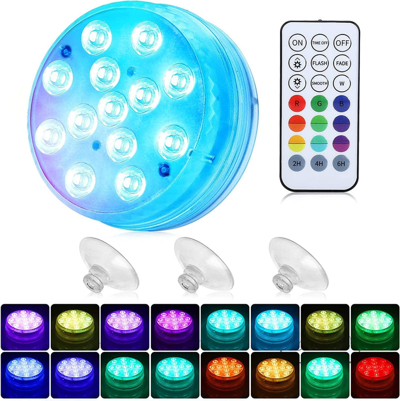 TUDELLO Pool Lights, Submersible LED Lights with Magnet and Suction Cups, RF Remote Pool Lights, IP68 Waterproof, Underwater Timing with Pool Light, 3.35 Inch (4 Pack) Home & Garden > Pool & Spa > Pool & Spa Accessories TUDELLO 1 Pack  