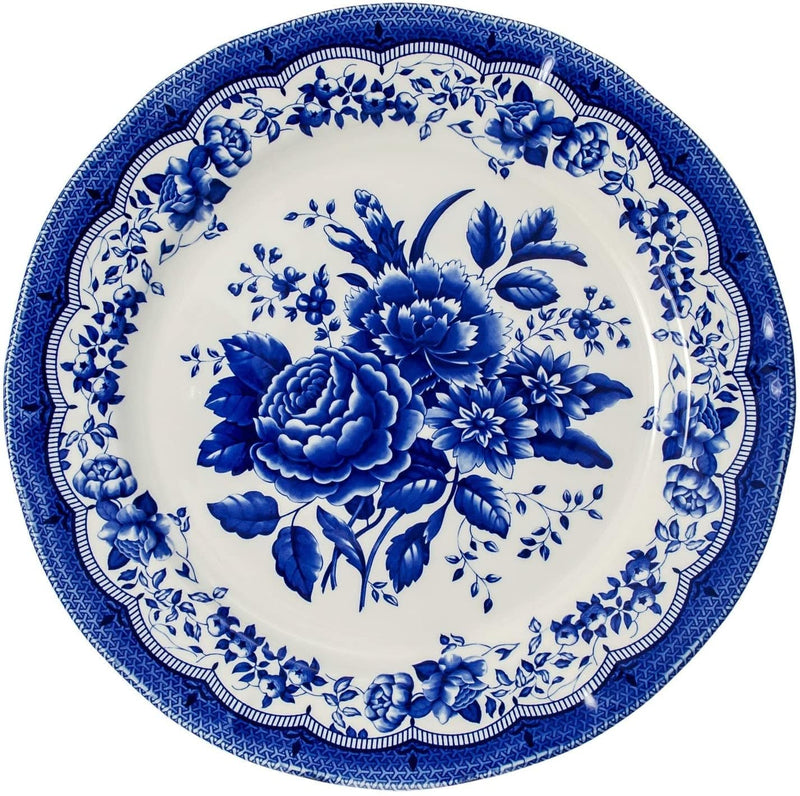 Tudor Royal Collection 16-Piece Premium Quality round Porcelain Dinnerware Set, Service for 4 - VICTORIA Blue, See 10 Designs Inside!