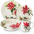 Tudor Royal Collection 16-Piece Premium Quality round Porcelain Dinnerware Set, Service for 4 - VICTORIA Blue, See 10 Designs Inside!