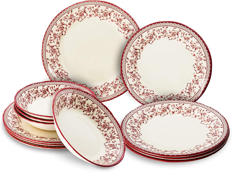 Tudor Royal Collection 30-Piece Premium Quality round Porcelain Dinnerware Set, Service for 6 - ASTER Pink,See More Designs Inside! Home & Garden > Kitchen & Dining > Tableware > Dinnerware Tudor Porcelain Limited Aster Pink 12 