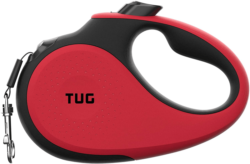 TUG 360° Tangle-Free, Heavy Duty Retractable Dog Leash with Anti-Slip Handle; 16 ft Strong Nylon Tape; One-Handed Brake, Pause, Lock Animals & Pet Supplies > Pet Supplies > Dog Supplies TUG Red Small (Pack of 1) 