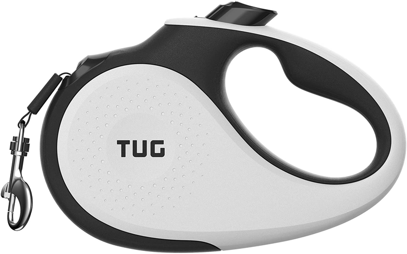 TUG 360° Tangle-Free, Heavy Duty Retractable Dog Leash with Anti-Slip Handle; 16 ft Strong Nylon Tape; One-Handed Brake, Pause, Lock Animals & Pet Supplies > Pet Supplies > Dog Supplies TUG White Small (Pack of 1) 