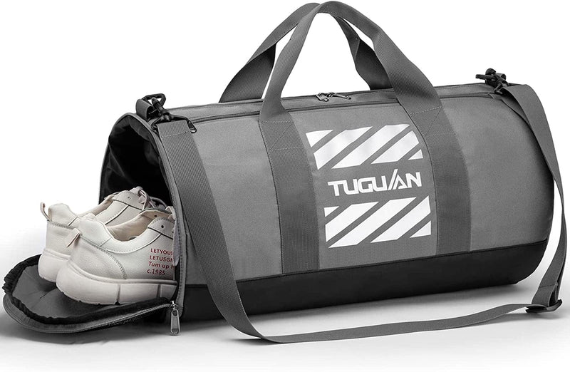 TUGUAN Gym Bags for Men Women Small Travel Duffle Bag with Wet Pocket & Shoes Compartment Overnight Weekender Duffel Bag Sports Gym Tote Bag Man 45L, Green Home & Garden > Household Supplies > Storage & Organization TUGUAN Grey gym bag  