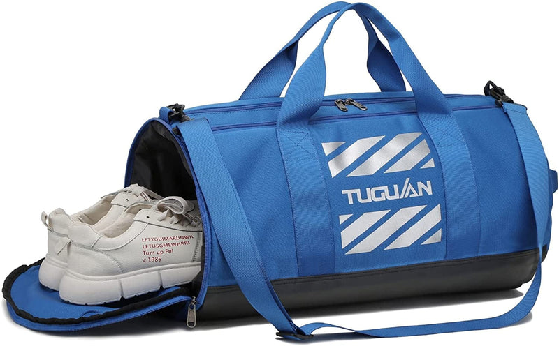 TUGUAN Gym Bags for Men Women Small Travel Duffle Bag with Wet Pocket & Shoes Compartment Overnight Weekender Duffel Bag Sports Gym Tote Bag Man 45L, Green Home & Garden > Household Supplies > Storage & Organization TUGUAN Blue gym bag  