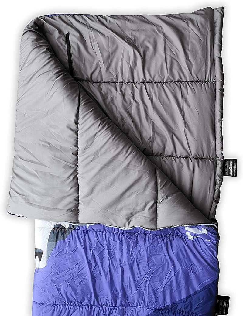 Tundra Wolf Kids’ Sleeping Bag - Unique Foot Opening, Glow in the Dark Zip, inside Zipped Pocket  TEAM MAGNUS   