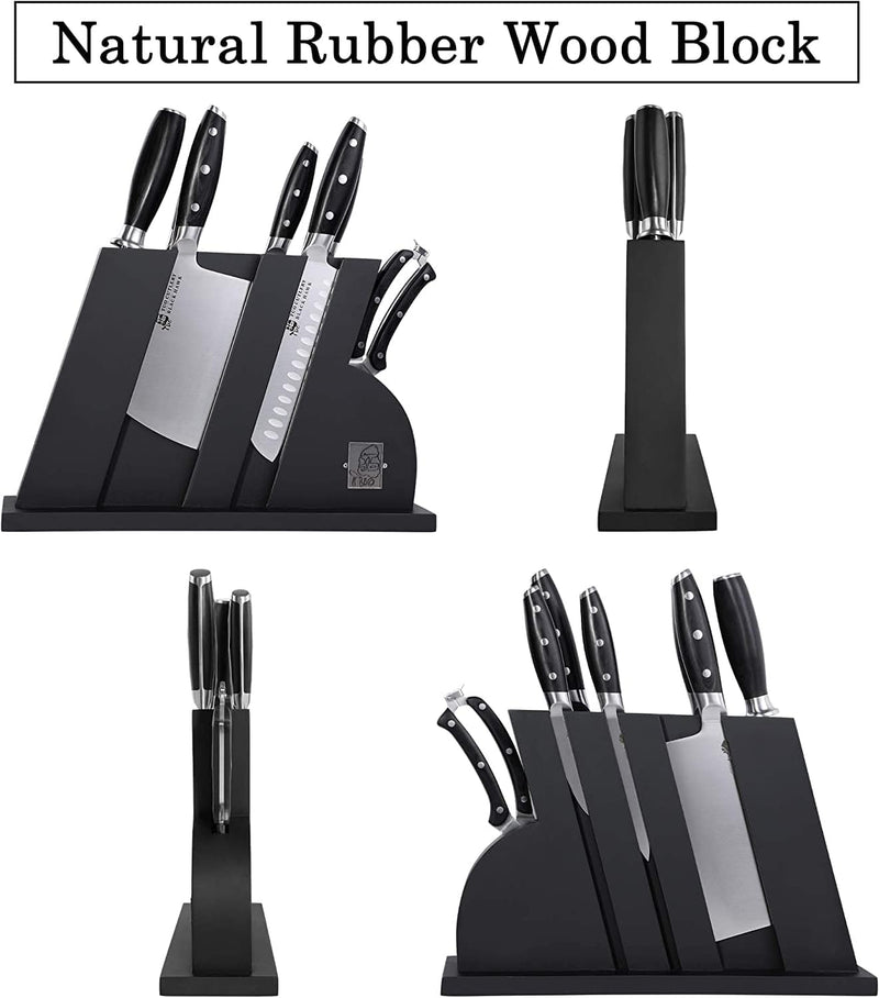 TUO Knife Set - 8 Pcs Kitchen Knife Set with Wooden Block - German HC Stainless Steel Chef Knife Set - Ergonomic Pakkawood Handle - BLACK HAWK SERIES with Gift Box Home & Garden > Kitchen & Dining > Kitchen Tools & Utensils > Kitchen Knives TUO   