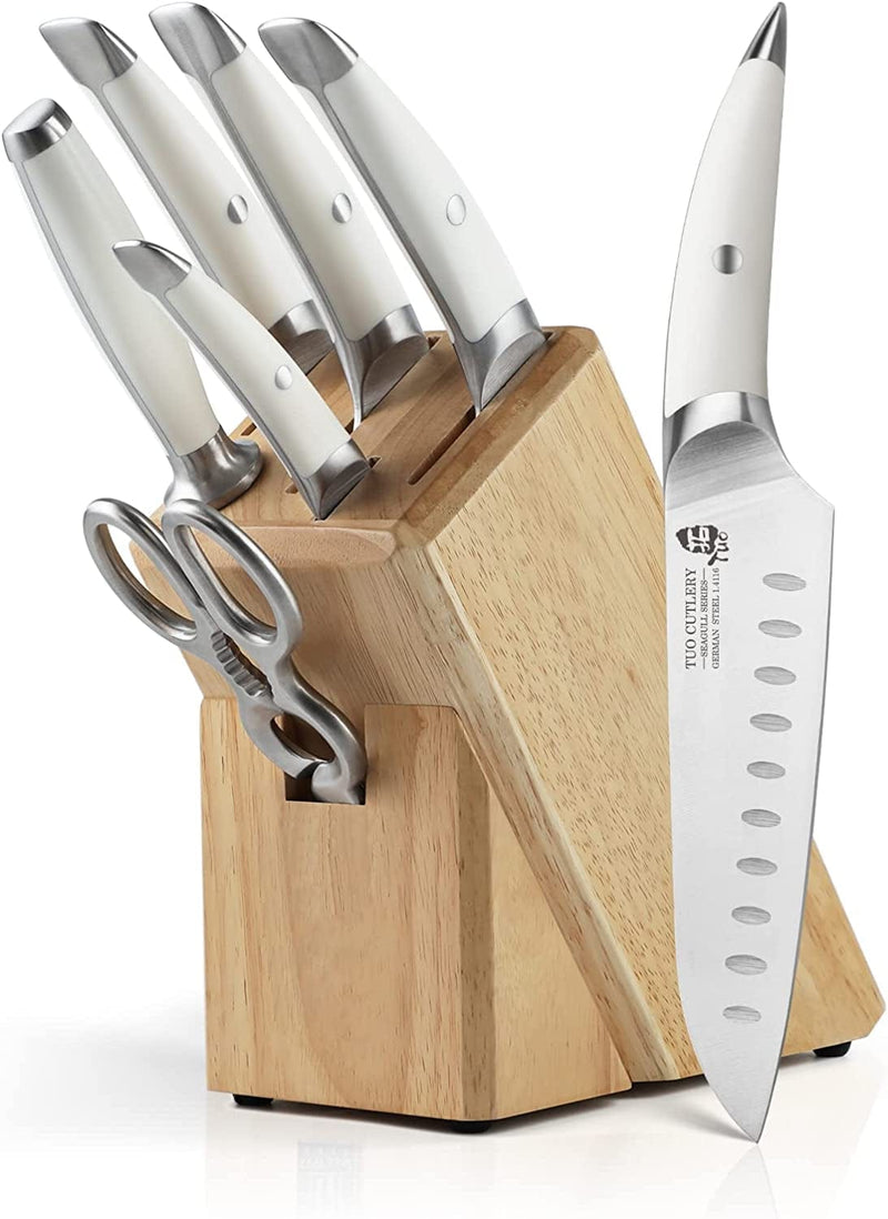 TUO Knife Set - 8 Pcs Kitchen Knife Set with Wooden Block - German HC Stainless Steel Chef Knife Set - Ergonomic Pakkawood Handle - BLACK HAWK SERIES with Gift Box Home & Garden > Kitchen & Dining > Kitchen Tools & Utensils > Kitchen Knives TUO 7 Pcs Block Knife Set  