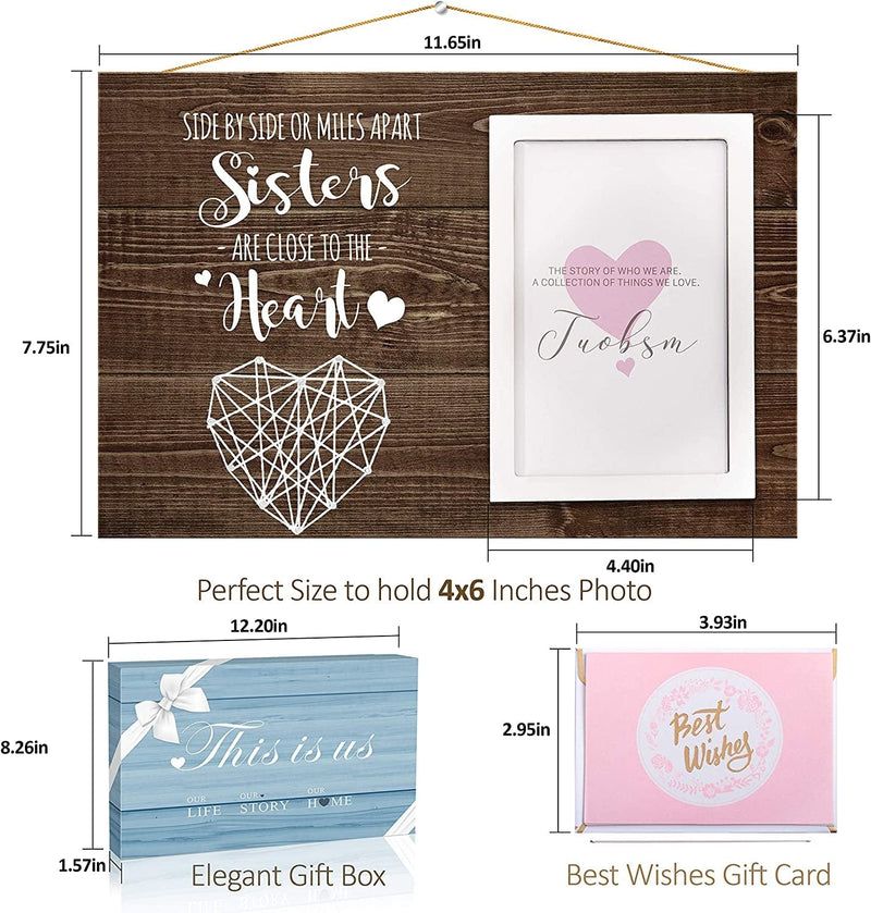 Tuobsm Sister Gifts from Sister-Side by Side or Miles Apart Sisters Are Close to the Heart - Birthday Gifts for Sister Picture Frame, 4X6 Photo Home & Garden > Decor > Picture Frames GoldenHard   