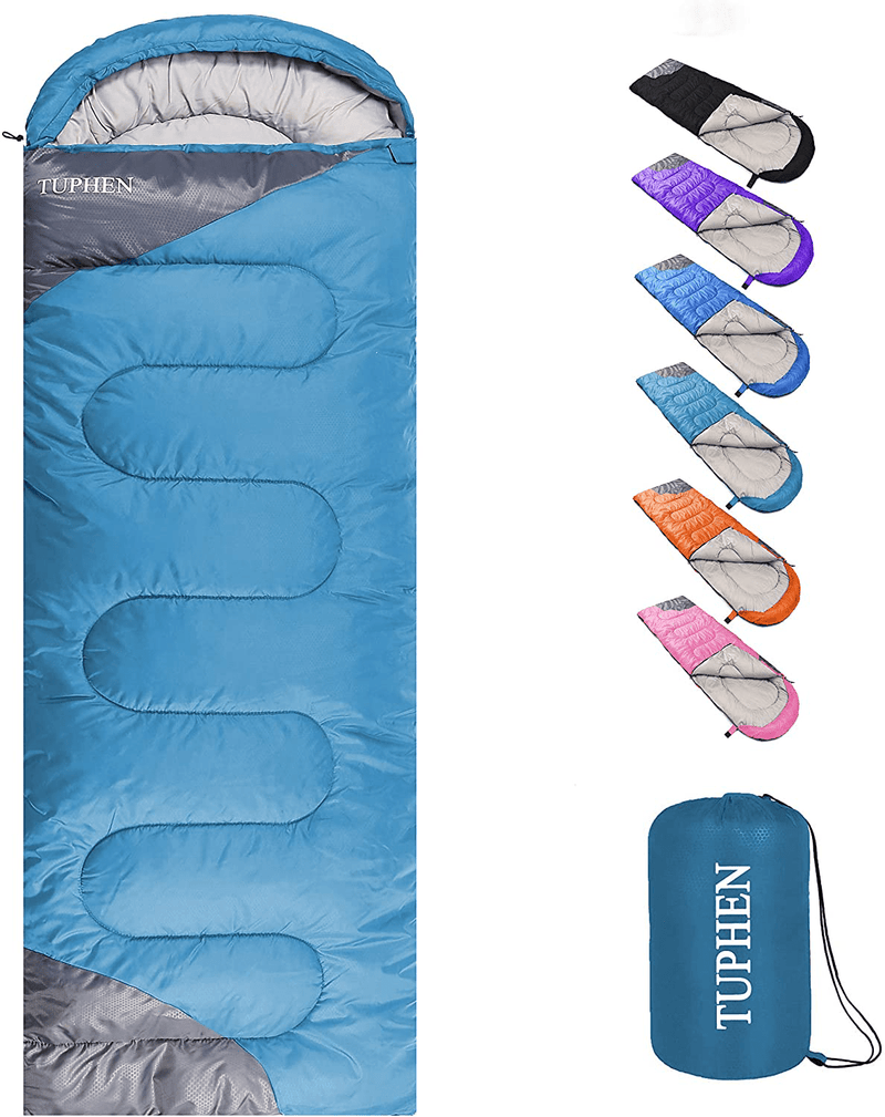 Tuphen- Sleeping Bags for Adults Kids Boys Girls Backpacking Hiking Camping Cotton Liner, Cold Warm Weather 4 Seasons Winter, Fall, Spring, Summer, Indoor Outdoor Use, Lightweight & Waterproof Sporting Goods > Outdoor Recreation > Camping & Hiking > Sleeping Bags tuphen Lake Blue Grey Single 86.6" x 29.5" 