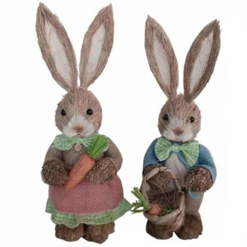 Tureclos Simulation Straw Rabbit Bunny Easter Decorations Cute Holiday Decor Supplies for Table Bedside Home & Garden > Decor > Seasonal & Holiday Decorations TureClos Set A  