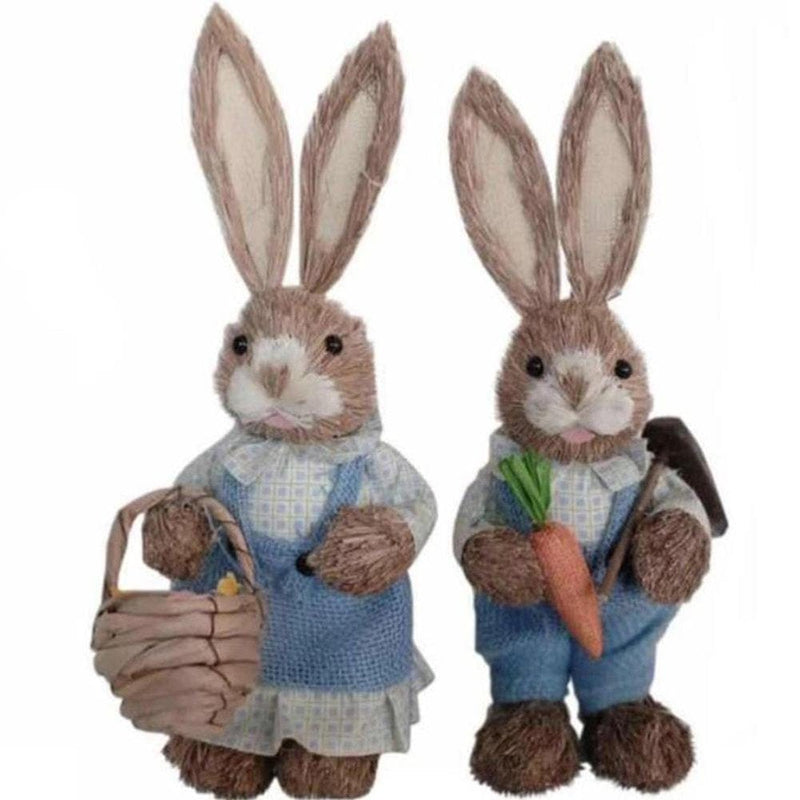 Tureclos Simulation Straw Rabbit Bunny Easter Decorations Cute Holiday Decor Supplies for Table Bedside Home & Garden > Decor > Seasonal & Holiday Decorations TureClos Set D  