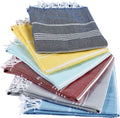 Turkish Beach Bath Towels Peshtemal Blanket , Highly Absorbent Quick and Easy Dry, Soft for Shower, Hammam, Spa, Pool, Gym and Yoga 100% Cotton 37" X 70" XL ( Set of 6) (Random) Home & Garden > Linens & Bedding > Towels PARAMUS Aqua, Yellow, Red, Navy Blue, Grey, Blue  