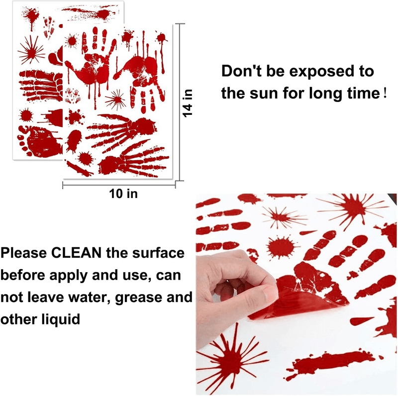 TURNMEON 104Pcs Halloween Window Clings Halloween Decorations Double-Sided Bloody Handprint Footprint Halloween Window Stickers for Wall Floor Vampire Horror for Halloween Party Decor(8 Sheets) Arts & Entertainment > Party & Celebration > Party Supplies TURNMEON   
