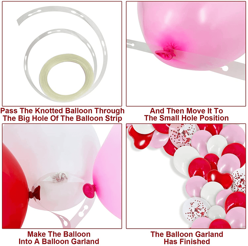 TURNMEON 105Pcs Valentine'S Day Balloon Arch Garland Kit, 12" 10" 5" Red Pink White Confetti Latex Balloon Red Love Heart Balloons Valentines Decorations Anniversary Wedding Engagement Party Supplies