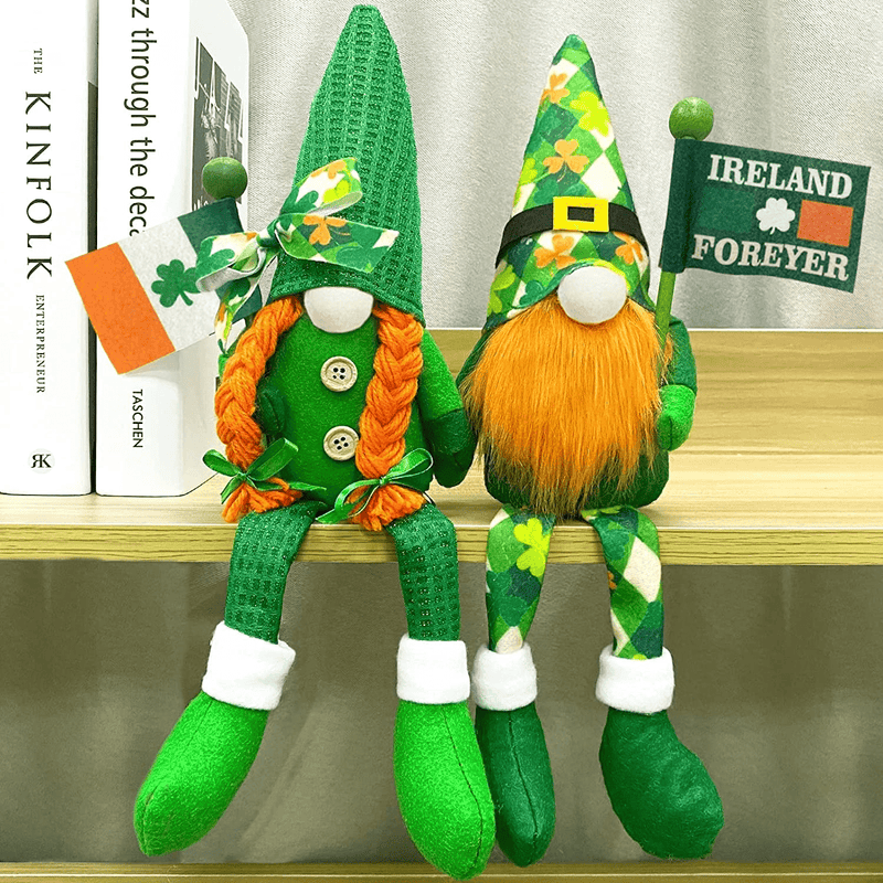 TURNMEON 2 Pack St.Patrick'S Day Gnome Plush Green Irish Gnomes St. Patrick'S Day Decorations Leprechaun Figurine Hold Flag Handmade Swedish Scandinavian Tomte Doll Elf Home Table Ornaments Gifts Arts & Entertainment > Party & Celebration > Party Supplies TURNMEON   