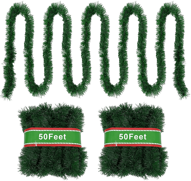 TURNMEON 2 Pack Total 100 Ft Artificial Christmas Garlands Greenery Decorations, Each 50 Ft Soft Green Pine Garland Holiday Christmas Decoration Outdoor Indoor Home Stairs Fireplace Mantle Xmas Party Home & Garden > Decor > Seasonal & Holiday Decorations& Garden > Decor > Seasonal & Holiday Decorations TURNMEON   