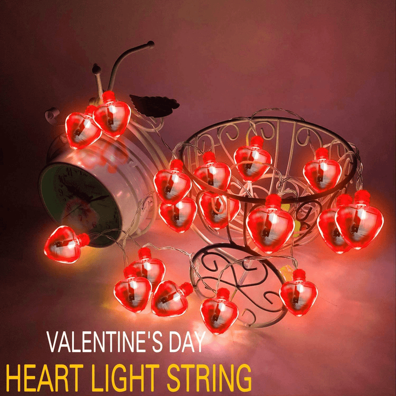 TURNMEON 2Pack 16.4Ft 40Led Valentines Day Decoration for Home Outdoor Valentines Lights Decoration, 8 Mode Heart Lights Valentines Day Decor String Lights Battery Operated for Home Home & Garden > Decor > Seasonal & Holiday Decorations TURNMEON   