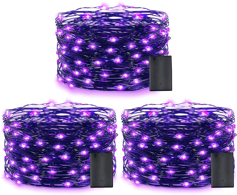 TURNMEON 3 Set Halloween String Lights Decor with Timer, Each 10Ft 30LED Copper Wire Battery Powered Fairy Lights for Scary Halloween Decoration Outside Garden Yard Party Home Indoor Outdoor, Purple Arts & Entertainment > Party & Celebration > Party Supplies TURNMEON Purple  