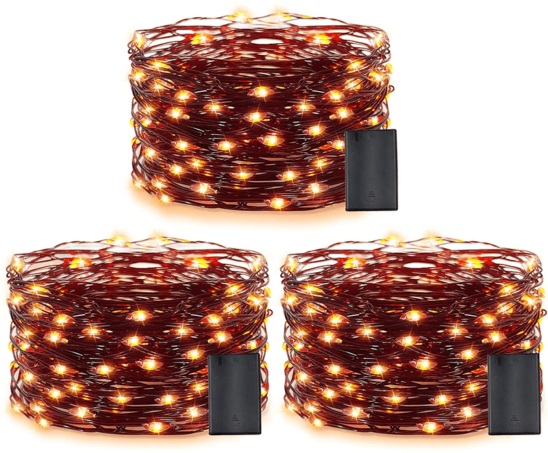 TURNMEON 3 Set Halloween String Lights Decor with Timer, Each 10Ft 30LED Copper Wire Battery Powered Fairy Lights for Scary Halloween Decoration Outside Garden Yard Party Home Indoor Outdoor, Purple Arts & Entertainment > Party & Celebration > Party Supplies TURNMEON Orange  