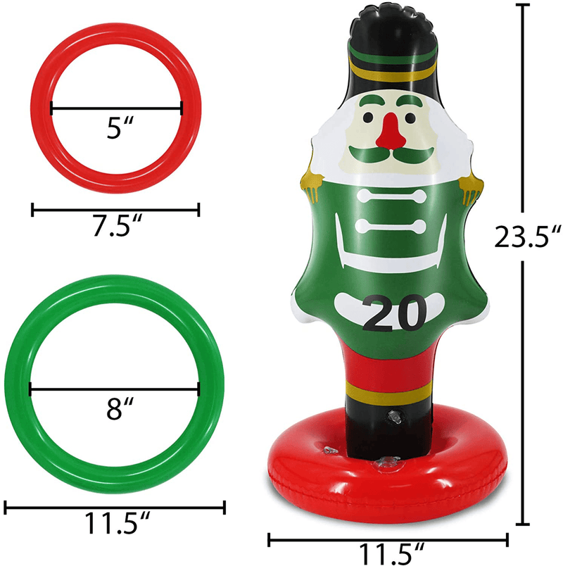 TURNMEON 5 Pack Christmas Nutcrackers Ring Toss Christmas Party Games Toys Inflatable Ring Toss Kids Family Christmas Party Supplies Decoration Indoor Outdoor Games(5 Scoreboard Nutcracker, 8 Rings)