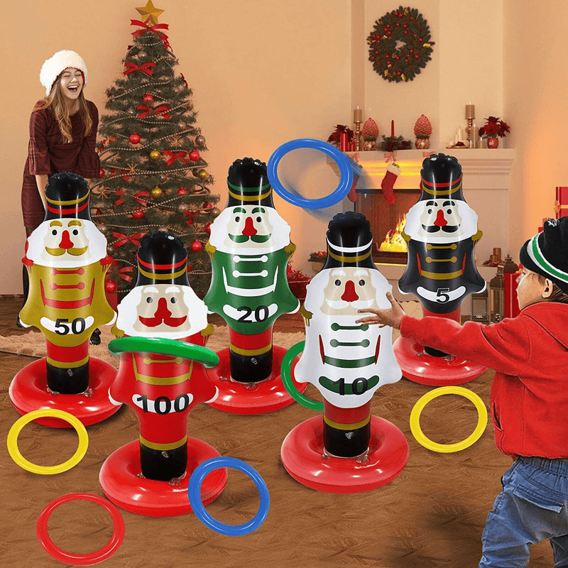 TURNMEON 5 Pack Christmas Nutcrackers Ring Toss Christmas Party Games Toys Inflatable Ring Toss Kids Family Christmas Party Supplies Decoration Indoor Outdoor Games(5 Scoreboard Nutcracker, 8 Rings) Home & Garden > Decor > Seasonal & Holiday Decorations& Garden > Decor > Seasonal & Holiday Decorations TURNMEON Default Title  