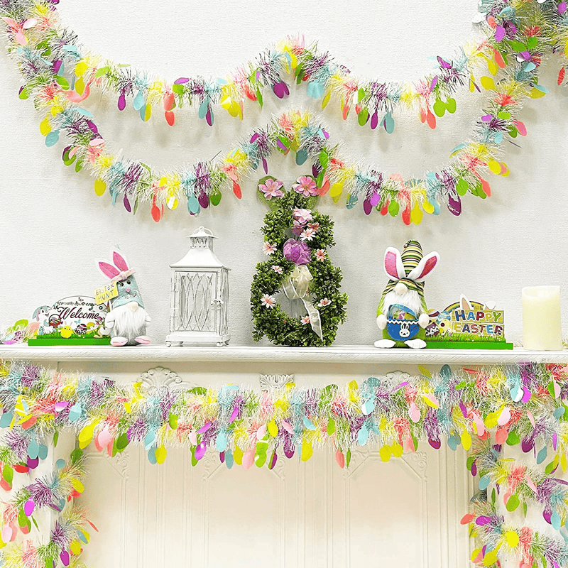 TURNMEON 5 Strings Total 75 Ft Easter Tinsel Garlands Decorations with Colorful Easter Eggs Metallic Streamers Hanging Fringe Garland Easter Decorations Outdoor Indoor Home Party, Each 15 Ft by 6" Home & Garden > Decor > Seasonal & Holiday Decorations TURNMEON   