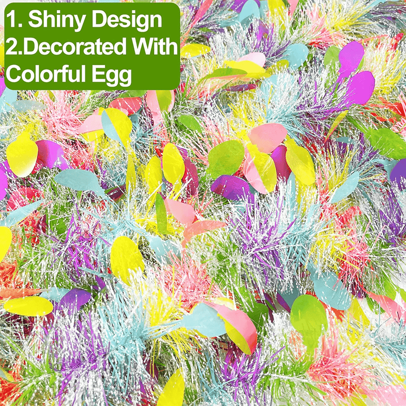 TURNMEON 5 Strings Total 75 Ft Easter Tinsel Garlands Decorations with Colorful Easter Eggs Metallic Streamers Hanging Fringe Garland Easter Decorations Outdoor Indoor Home Party, Each 15 Ft by 6" Home & Garden > Decor > Seasonal & Holiday Decorations TURNMEON   