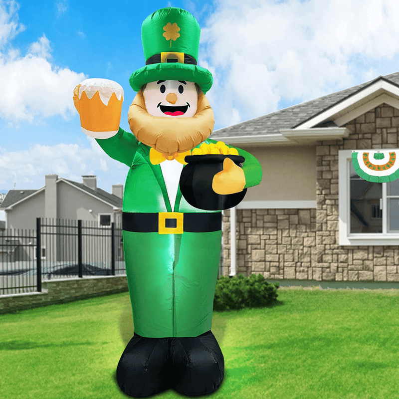 TURNMEON 6 Ft St.Patricks Day Outdoor Decorations Inflatables Leprechaun with Beer Gold Pot Built-In LED Lights Shamrocks St.Patricks Decorations for Home Indoor Outdoor Blow up Yard Garden Lawn Decor Arts & Entertainment > Party & Celebration > Party Supplies TURNMEON   