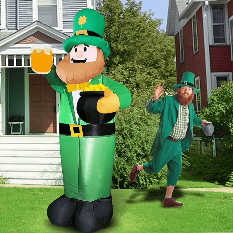 TURNMEON 6 Ft St.Patricks Day Outdoor Decorations Inflatables Leprechaun with Beer Gold Pot Built-In LED Lights Shamrocks St.Patricks Decorations for Home Indoor Outdoor Blow up Yard Garden Lawn Decor Arts & Entertainment > Party & Celebration > Party Supplies TURNMEON   