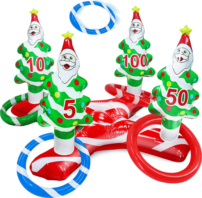 TURNMEON Giant Inflatable Christmas Tree Ring Toss Party Game Toys Kids Adults Family Stocking Stuffers Christmas Party Supplies Favors Decoration Indoor Outdoor Games(4 Score Santa Base, 4 Rings) Home & Garden > Decor > Seasonal & Holiday Decorations& Garden > Decor > Seasonal & Holiday Decorations TURNMEON Default Title  