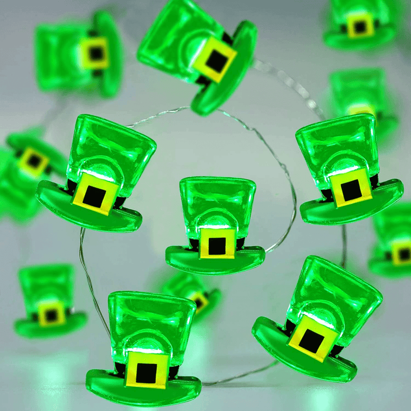 TURNMEON Leprechaun Hat String Lights St. Patrick'S Day Decorations 10 Ft 40 Led Green Fairy Lights Battery Operated St. Patrick'S Day Irish Decorations Indoor Outdoor Home Party Bedroom(Hat) Arts & Entertainment > Party & Celebration > Party Supplies TURNMEON   