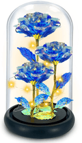 TURNMEON Rose Gift Valentines Gifts for Her, 3 Artificial Galaxy Forever Flowers Light up Roses in Glass Dome Birthday for Wife Girlfriend Mom Women Wedding(Colorful) Home & Garden > Decor > Seasonal & Holiday Decorations TURNMEON Blue  