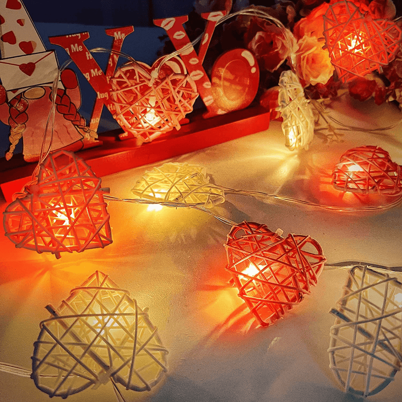 TURNMEON Valentine'S Day String Lights Decor, 15 Leds 8.2 Ft 3D Hollowed Rattan Heart Lights with Timer Battery Operated Pink White Fairy Lights Valentines Decor Home Indoor Wedding Anniversary Party Home & Garden > Decor > Seasonal & Holiday Decorations TURNMEON   