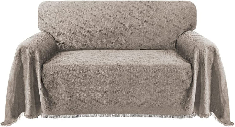 Turquoize 2022 New Cotton Sofa Cover Couch Covers for Dogs Sofa Throw Cover Universal Sofa Slipcover for Most Shape Sofas with Checkboard Pattern Sectional Couch Cover (Large, 71"X 102", Grey) Home & Garden > Decor > Chair & Sofa Cushions Turquoize Sand Large 