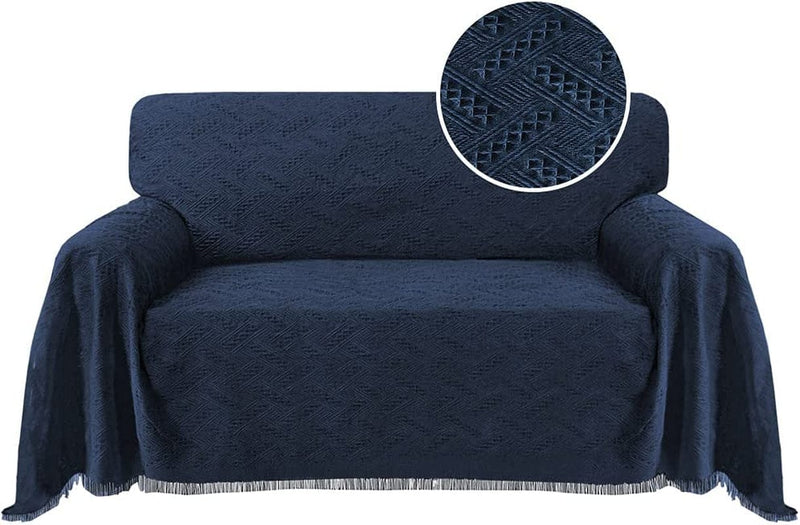 Turquoize 2022 New Cotton Sofa Cover Couch Covers for Dogs Sofa Throw Cover Universal Sofa Slipcover for Most Shape Sofas with Checkboard Pattern Sectional Couch Cover (Large, 71"X 102", Grey) Home & Garden > Decor > Chair & Sofa Cushions Turquoize Navy Large 