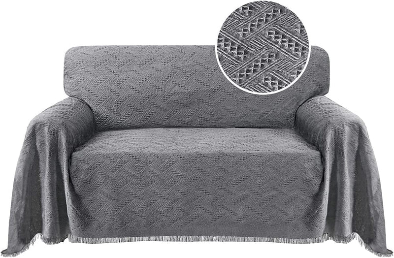 Turquoize 2022 New Cotton Sofa Cover Couch Covers for Dogs Sofa Throw Cover Universal Sofa Slipcover for Most Shape Sofas with Checkboard Pattern Sectional Couch Cover (Large, 71"X 102", Grey) Home & Garden > Decor > Chair & Sofa Cushions Turquoize Gray Large 